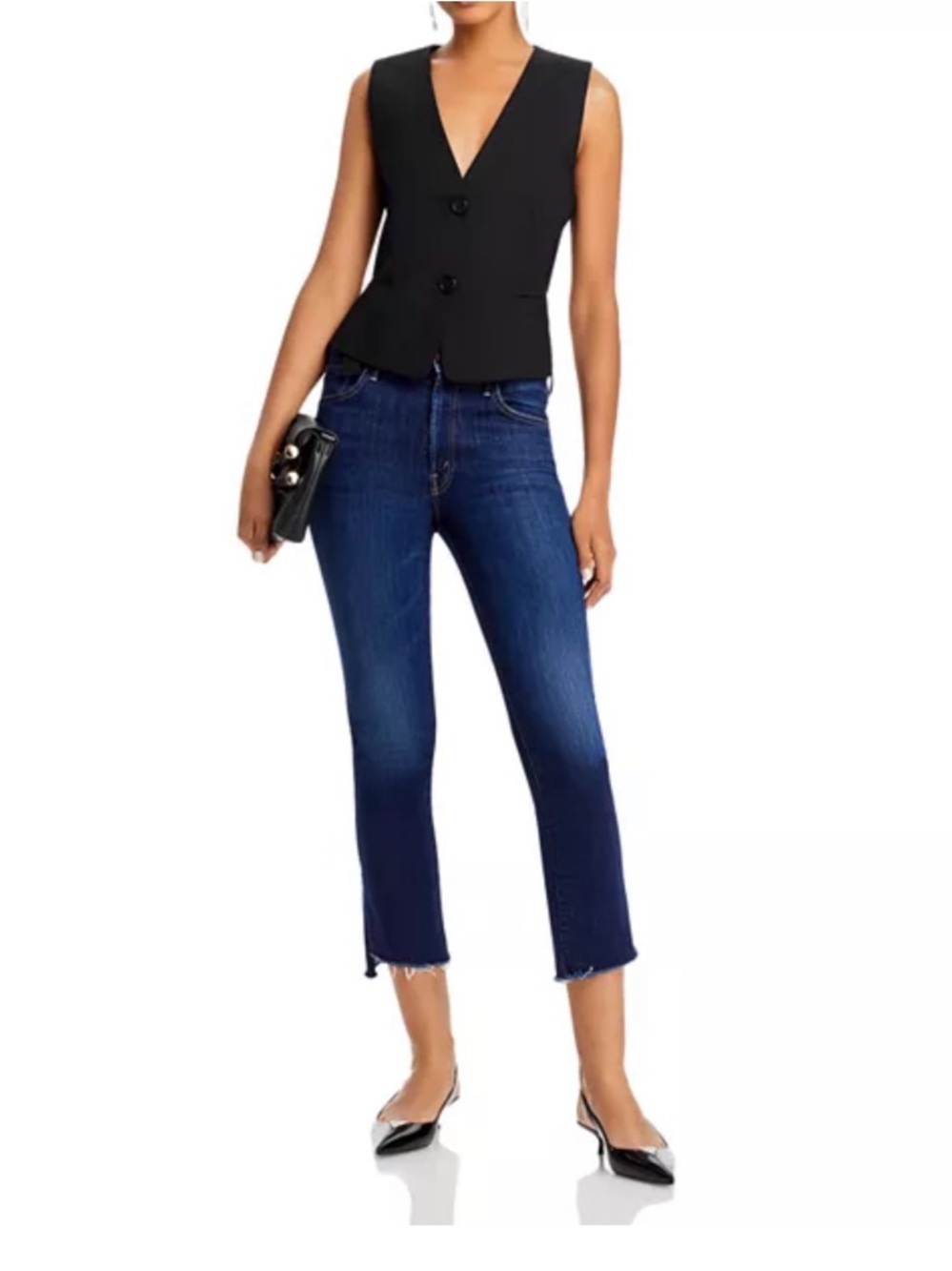 Mother insider high rise crop step fray